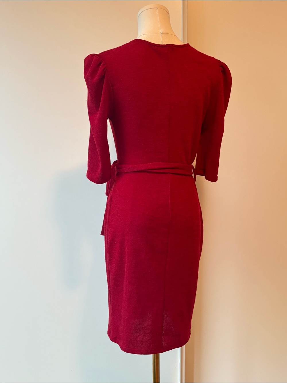 Revamped Burgundy Wrap Mini Dress with Tie Waist - Picture 3 of 7
